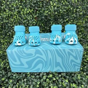 Bark Crocs Pet Dog Boots Unisex Marbled Aqua Adjustable Strap Breathable